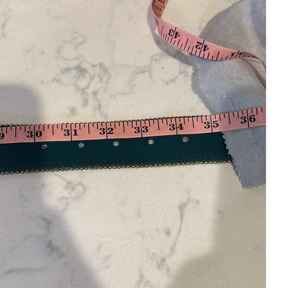 Vintage sostanza green gold mini studded trim size L 80s 90s artsy quirky suede - Picture 5 of 8